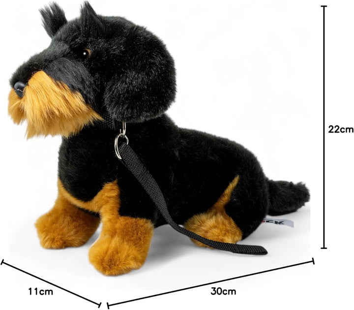 Carl Dick Dackel, Rauhaardackel mit Leine sitzend schwarz, Hund, Plüschtier, Kuscheltier ca. 30cm 35