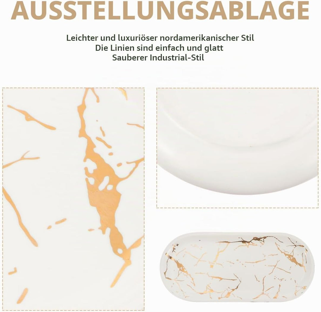 Marmoriertes Keramik-Servierteller 9.84X4.72X0.59 Zoll Leichtes Sushi-Tablett Für Schmuck-Display Un