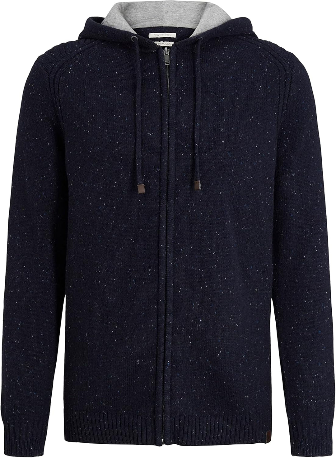TOM TAILOR Herren Strickjacke mit Kapuze S 30659 - Navy Melange Knitted Neps, S 30659 - Navy Melange