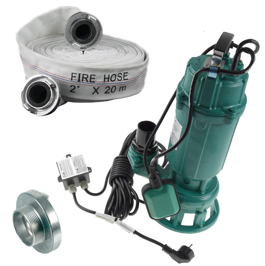 Profi Fäkalienpumpe m. Schneidmesser Schmutzwasserpumpe 18 m³/h + 20m Schlauch