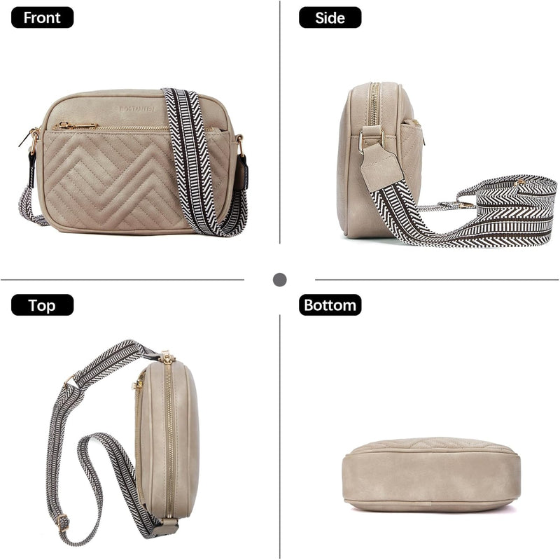 BOSTANTEN Damen Handy Umhängetasche, Crossbody Bag mit verstellbarem Breiter Gurt, PU Leder Gesteppt