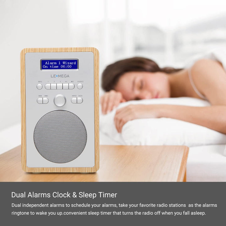 LEMEGA CR2+ DAB/DAB+ Digitalradio, FM-Digitalradio, kleines DAB-Radio, netzbetrieben, Dual-Wecker, K