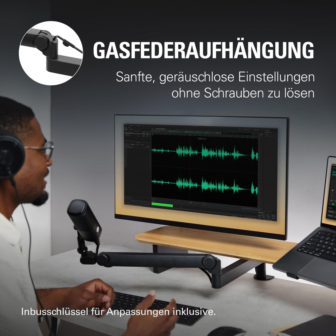 Elgato Wave Mic Arm Pro – 360° drehbarer Mikrofonarm mit niedrigem Profil und Gasfeder, kompatibel M
