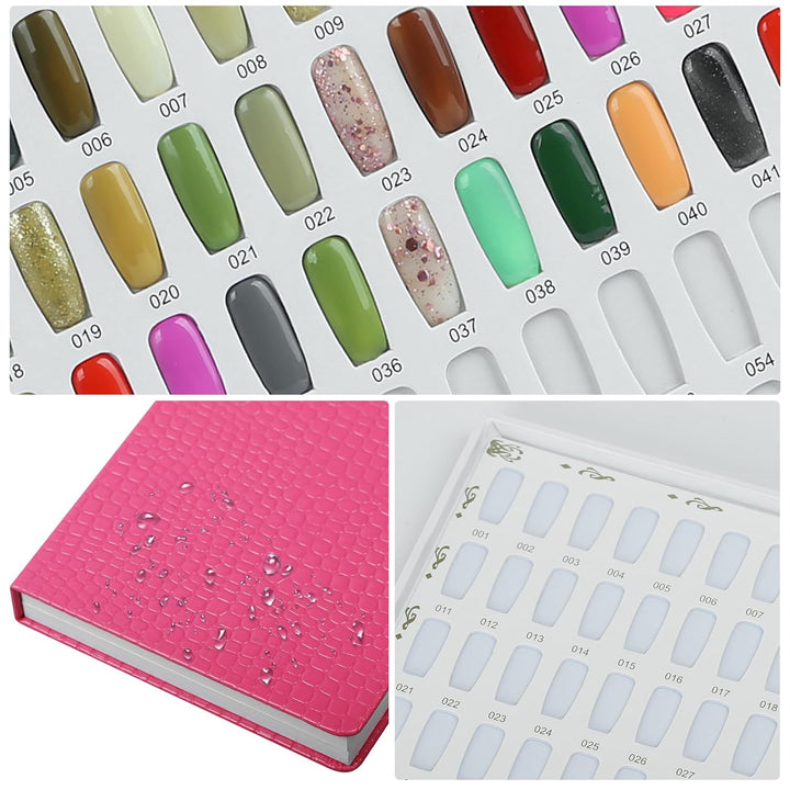 Nagelmusterbuch mit 120 Farben und 240 Nagelspitzen und Zahlenetiketten, Leder-Nagelfarbtafel, Karte
