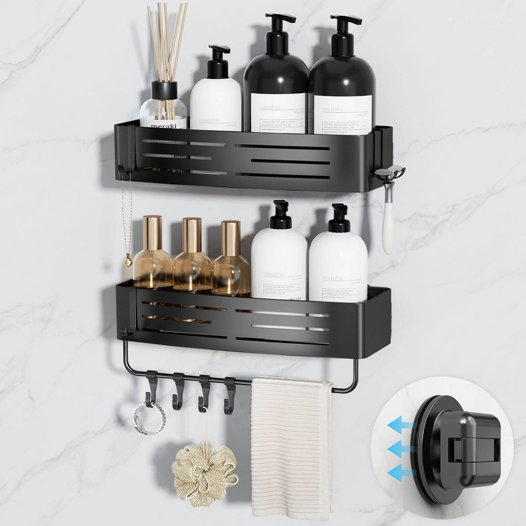 2 Stück Duschregal Ohne Bohren mit Saugnapf, Wasserdicht Badregal Abnehmbarer Bad-Organizer mit Hand