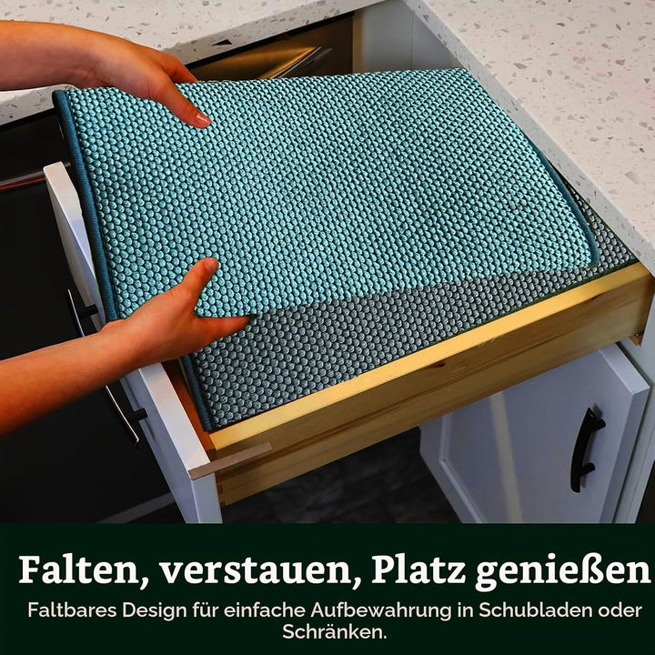 2 Stück abtropfmatte,Spülbecken-Trockenmatte,38cm*50cm Geschirr-Abtropfmatte,Mikrofaser Schutz für K