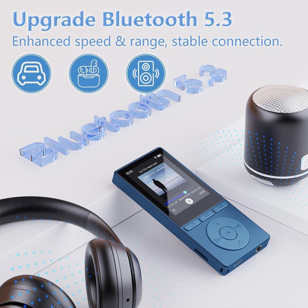 64GB MP3 Player Bluetooth 5.3, MP3 Player mit Lautsprecher, Musikwiedergabe, Sprachrekorder, E-Book,
