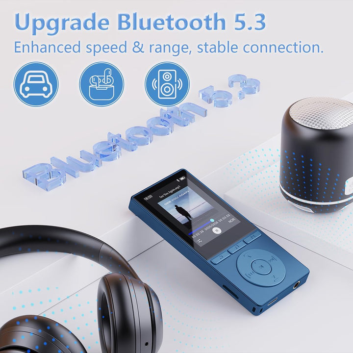 64GB MP3 Player Bluetooth 5.3, MP3 Player mit Lautsprecher, Musikwiedergabe, Sprachrekorder, E-Book,