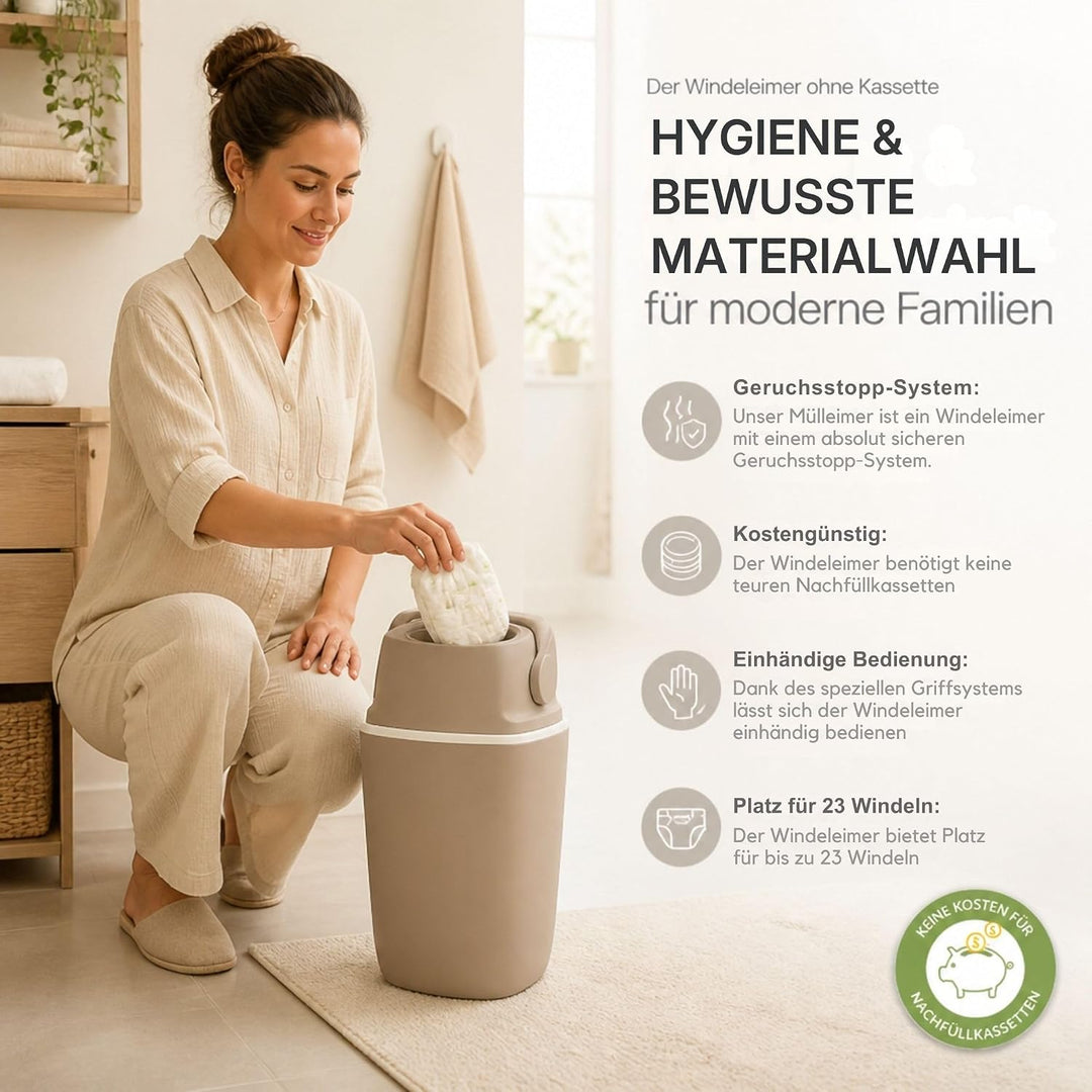 AirWell Windeleimer Geruchsdicht &amp; Windel Blaubaer - Wickeleimer, mit Geruchsstopp-System, Einhändig