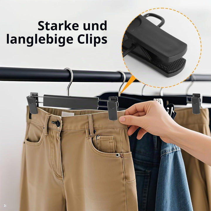 Hosenbügel,30 Stück Kleiderbügel mit starken Antirutsch verstellbaren Clips Haken,Platzsparend Hosen