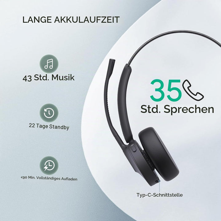 Yealink BH70 Mono Bluetooth Headset mit Mikrofon für Homeoffice, Microsoft Teams Zertifiziertes Blue