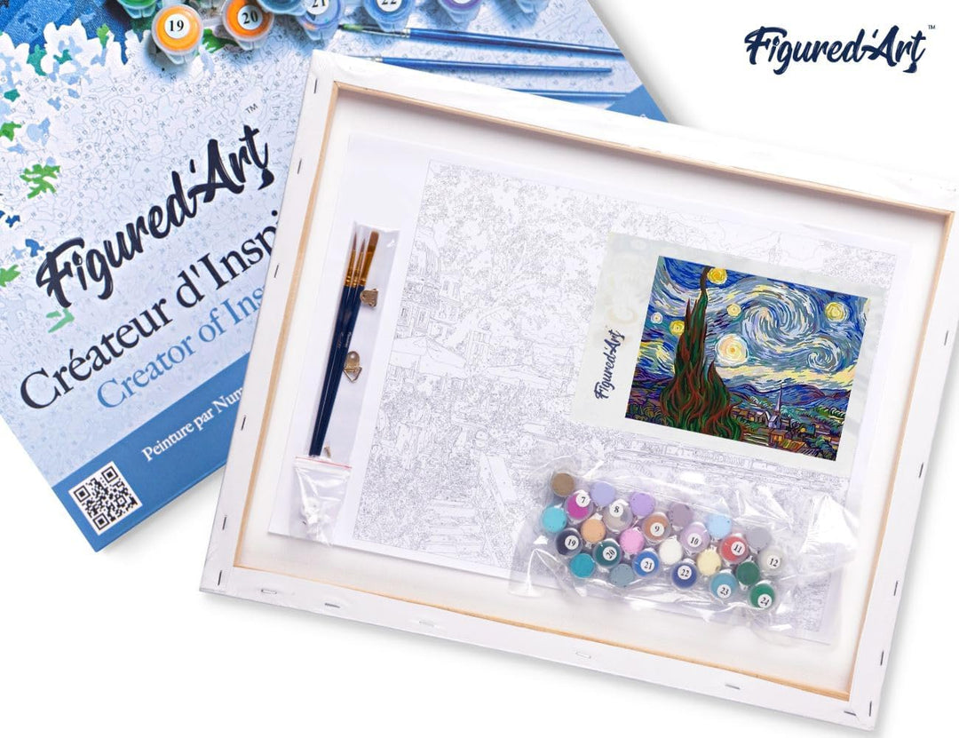 Figured'Art Malen Nach Zahlen Erwachsene Mit Rahmen Van Gogh Sternennacht - Paint by Numbers Basteln