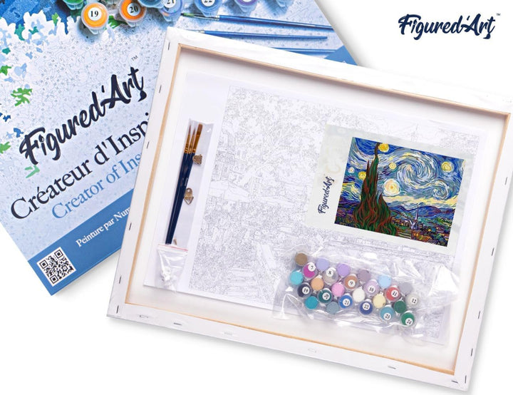 Figured'Art Malen Nach Zahlen Erwachsene Mit Rahmen Van Gogh Sternennacht - Paint by Numbers Basteln