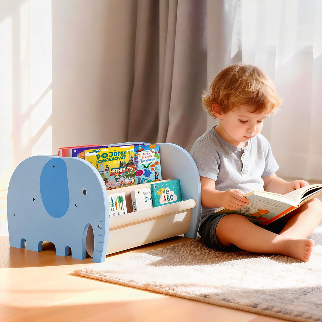 Kinder Bücherregal aus Holz - Montessori Bücherregal für Kinderzimmer| Elefant Design l Kinderzimmer