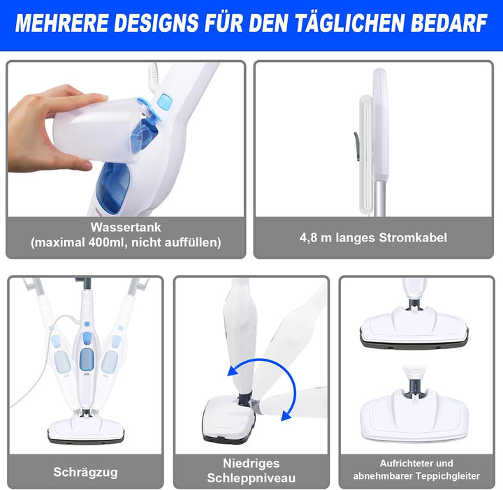 Dampfreiniger Shark Dampfmop für Hartböden,Dampfreiniger Elektrowischmopp Bodenwischer Nass Trocken