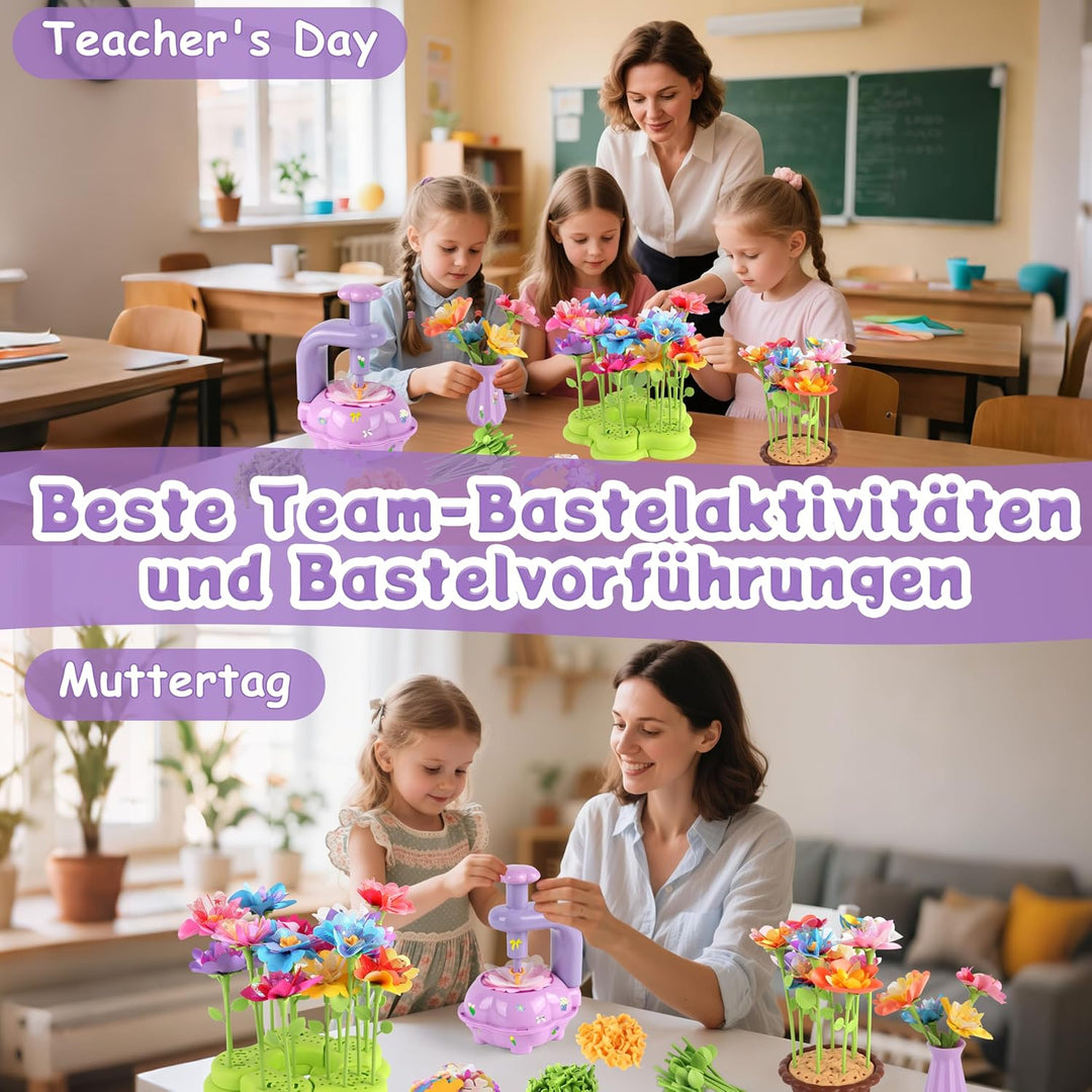Charmofun DIY Blumen Bastelset Kinder, Basteln Mädchen 3 4 5 6 7 Jahre, Blumen Basteln Spielzeug mit