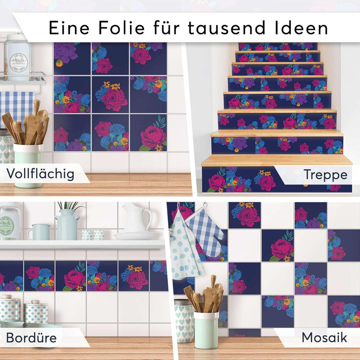 30 Stück Fliesenfolie für Bad und Küche 15x15 cm - Klebefliesen, Mosaikfliesen - Klebefolie Fliesen