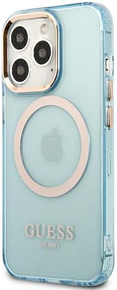 Guess GUHMP13LHTCMB Hülle für iPhone 13 Pro / 13 6,1" blau/Blue Hard case Gold Outline Translucent