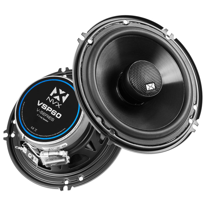 NVX® 2-Wege Koaxial Auto-Lautsprecher [V-Serie] mit Silk Dome Hochtöner, Set von 2 6 inch Coaxial, 6