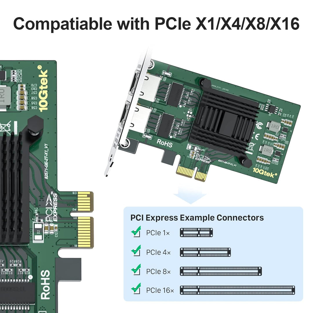 10Gtek 10/100/1000Mbps Gigabit Ethernet PCI Express NIC Netzwerkkarte| mit Intel 82571 Controller| E