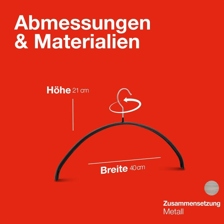 MAWA Kleiderbügel, Set mit 50 hochwertigen, platzsparenden, rutschfesten Kleiderbügeln, ideal für T-