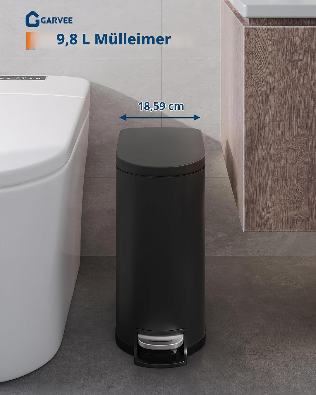 GarveeHome 50 Liter- und 10 Liter-Metallmülleimer-Set, rostfreier Küchen Mülleimer mit Deckel, pedal