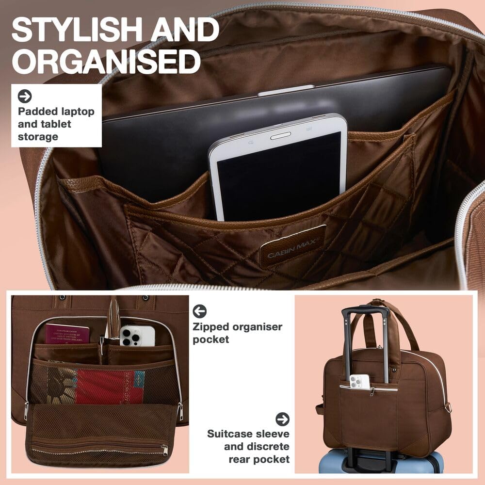 Cabin Max Vela 40x30x20 Untersitz-Kabinentasche für Reisen – Handgepäcktasche mit Trolley-Aufsteckfu