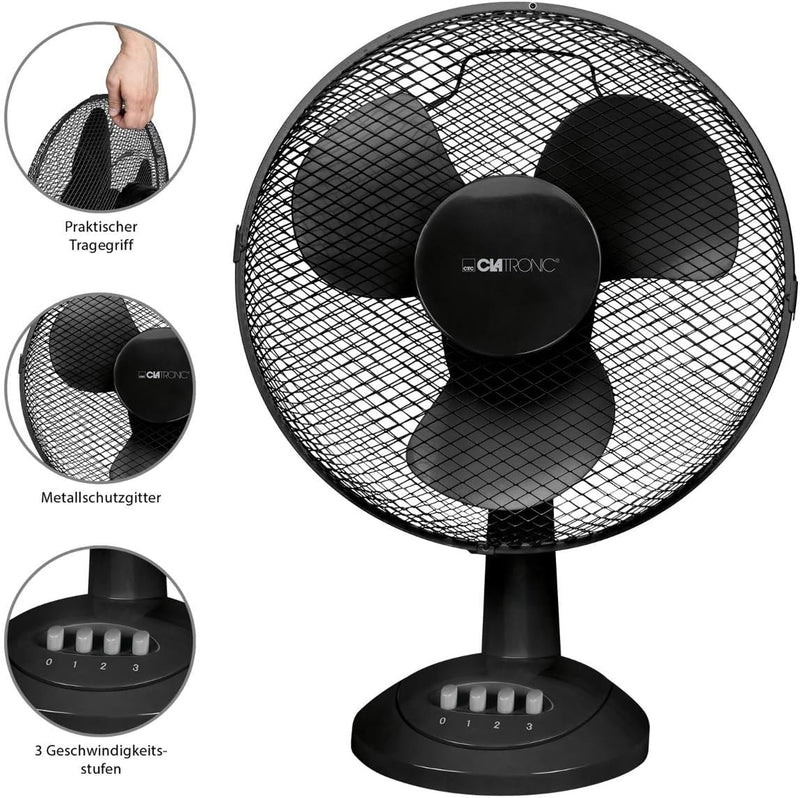 Clatronic Ventilator für Tisch/Tischventilator VL 3602; Mini-Fan für Schlafzimmer, Büro, Wohnmobil;