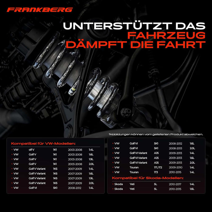Frankberg 2x Federn Fahrwerksfeder Vorderachse Links Rechts Kompatibel mit Yeti 5L 1.4L 1.6L 2010-20