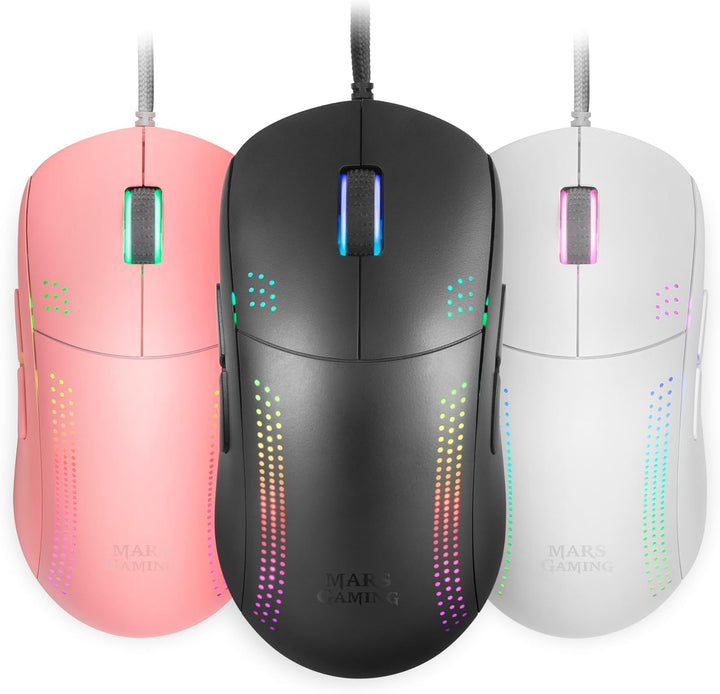 Mars Gaming MMPROP Rosa, Ultra-Leichtgewicht Maus für Beidhänder, RGB Chroma, Optisch 32K DPI, MMPRO