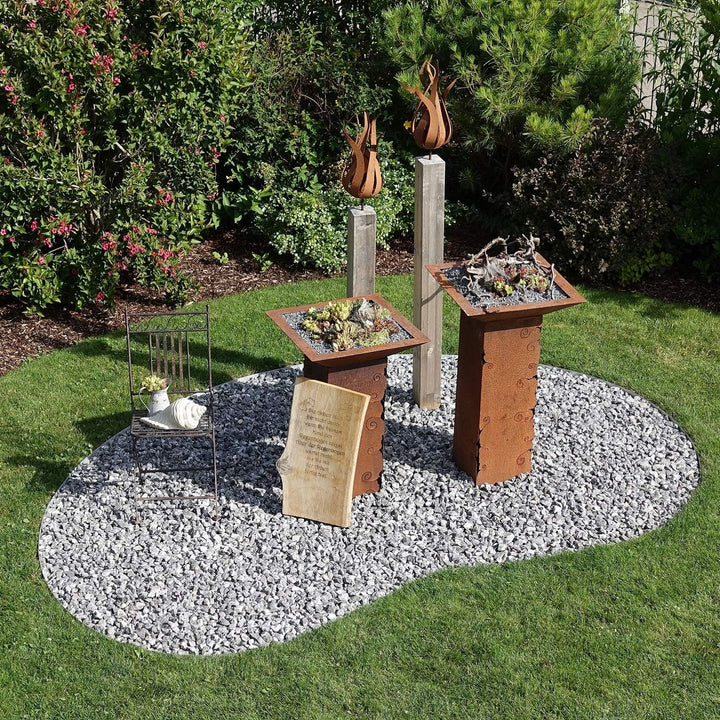 innogard 6012-001 – Rasenkantenband – aus Corten-Stahl – Höhe 20 cm, Rost-Garten-Deko – Beet-Begrenz