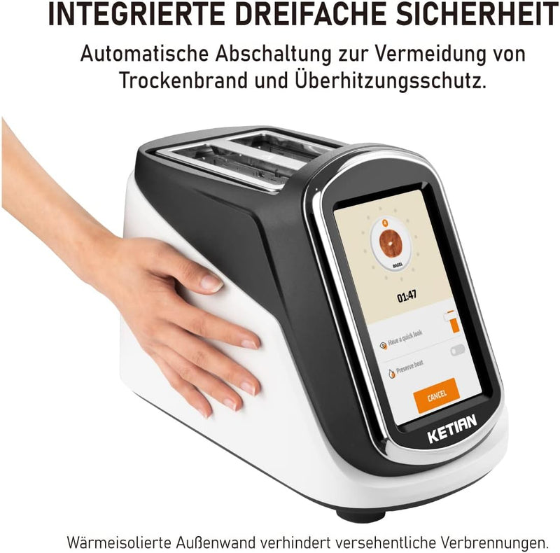 Smart Toaster, Touchscreen, KETIAN Toaster, automatisches Heben und Senken, wärmeisoliertes Gehäuse,