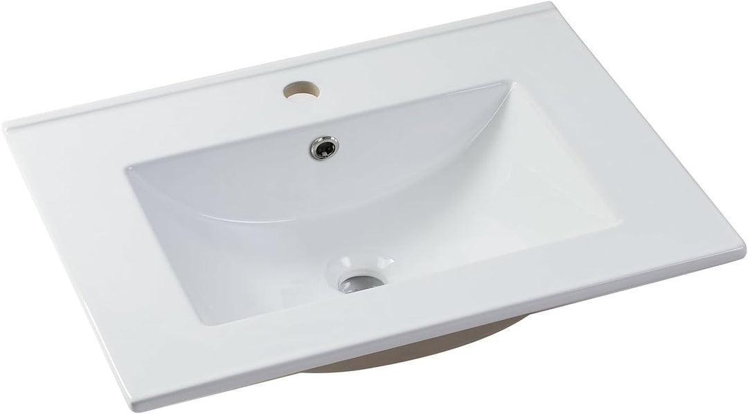 Vente-unique - Waschbecken rechteckig - 61 x 46,5 cm - Keramik - Weiss - MOTIAC