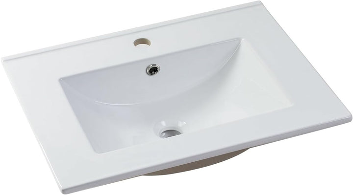 Vente-unique - Waschbecken rechteckig - 61 x 46,5 cm - Keramik - Weiss - MOTIAC