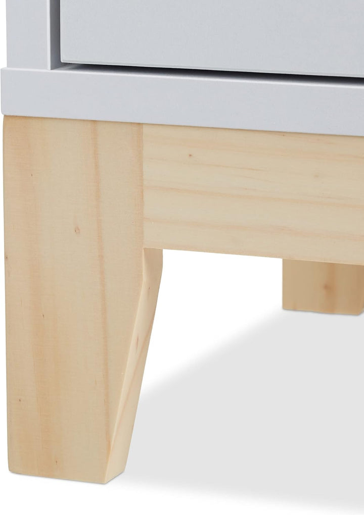 Relaxdays Badezimmerschrank, 2 Schubladen, Türfach, HxBxT: 97,5 x 32 x 28 cm, Bad & Flur, schmaler M
