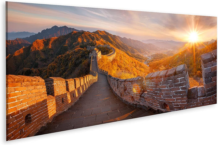islandburner Bild auf Leinwand Chinesische Mauer China Herbst Bilder Wandbilder Poster Leinwand 120x