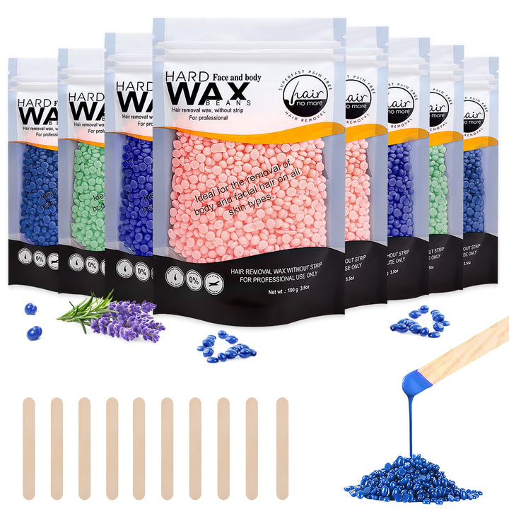 Wolady Waxing Filmwachs, 800g Wachsperlen Heisswachs mit 10 Holzspatel zur Enthaarung, Haarentfernun