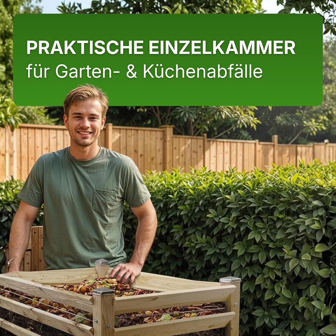 Moderner Komposter Single ca. 80x100 cm Höhe 80 cm aus Lärchenholz Massivholz Steckkomposter Kompost