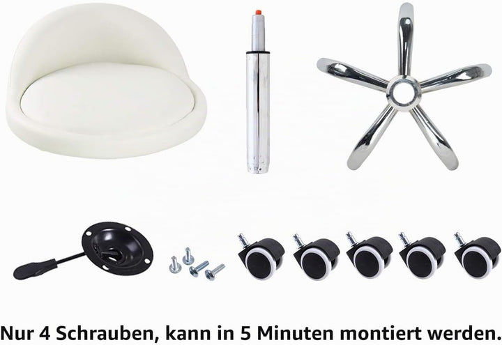 KKTONER Rollhocker mit Rückenlehne höhenverstellbar drehbar Arbeitshocker Drehhocker Rollhocker Büro
