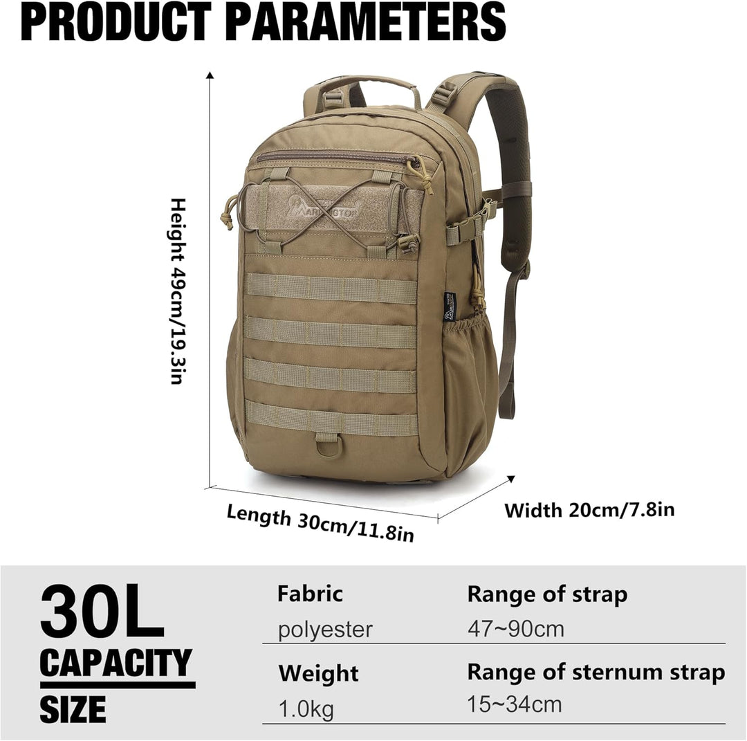 Mardingtop 30L Rucksack Herren Militär Wanderrucksack mit Rückenbelüftung | Trekkingrucksack Tactica