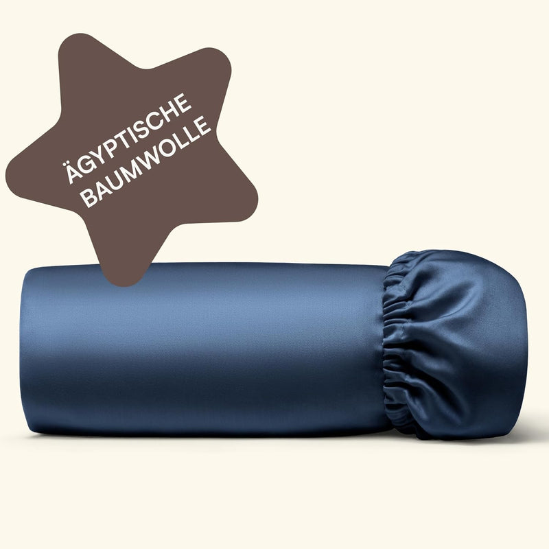 Amqua ägyptische Baumwolle Spannbettlaken 90x200cm Boxspringbett Dunkelblau| Spannbettlaken 90x200 B