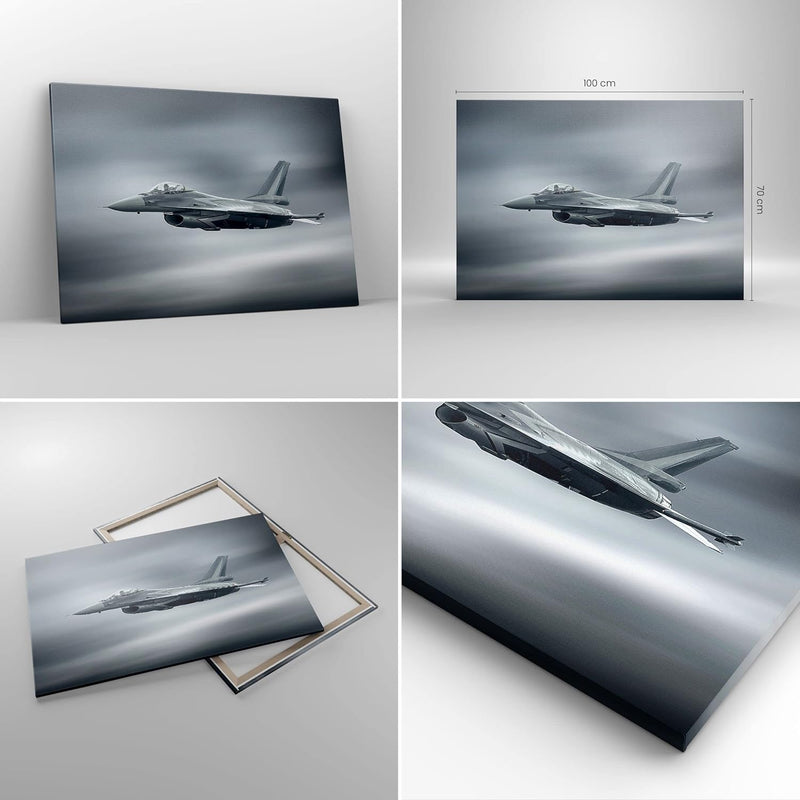 ARTTOR Bilder auf Leinwand 100x70cm Leinwandbild Flugzeug Himmel Flug Gross Wanddeko Bild Schlafzimm