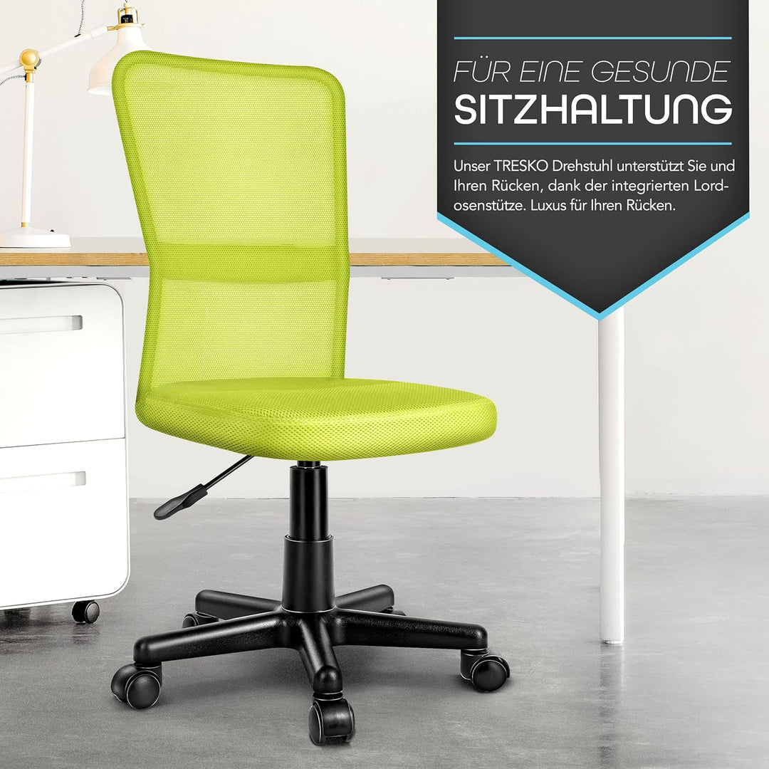 TRESKO Bürostuhl Schreibtischstuhl Drehstuhl, mit Kunststoff-Leichtlaufrollen, stufenlos höhenverste