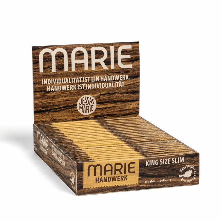 MARIE® HANDWERK King Size Slim 25 Büchel á 34 Blatt | Ungebleichte Long Papers mit Magnetverschluss