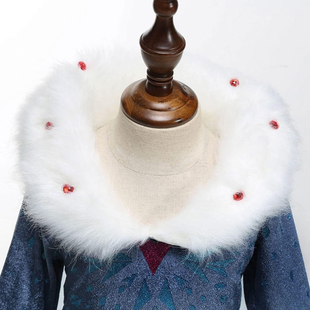 Elsa Prinzessin Kleid,Frozen Elsa Kostüm für Mädchen Kleid mit Zubehör,Schneeflocke Plüschkragen Kle