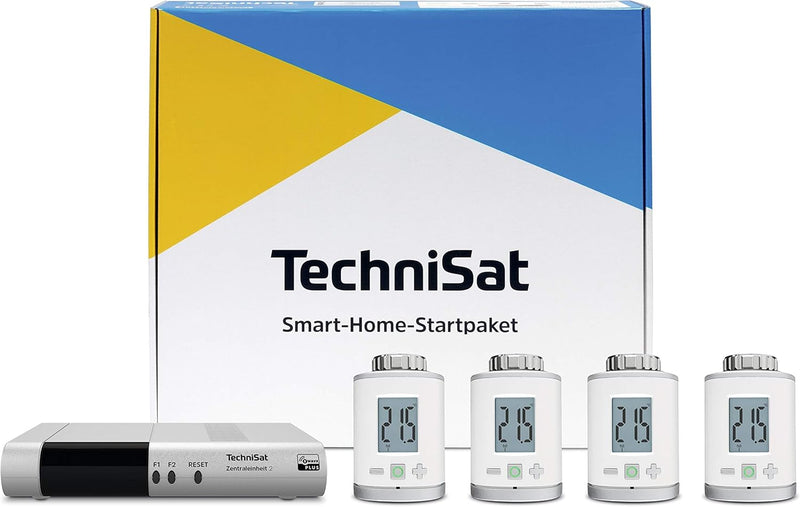 TechniSat Smart-Home Startpaket Heizung 2 - bestehend aus Zentraleinheit 2 und 4-mal Heizungsthermos