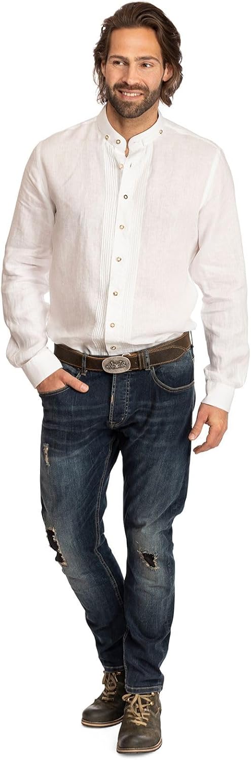 Almsach Herren Stehkragenhemd 175LI M Weiss, M Weiss