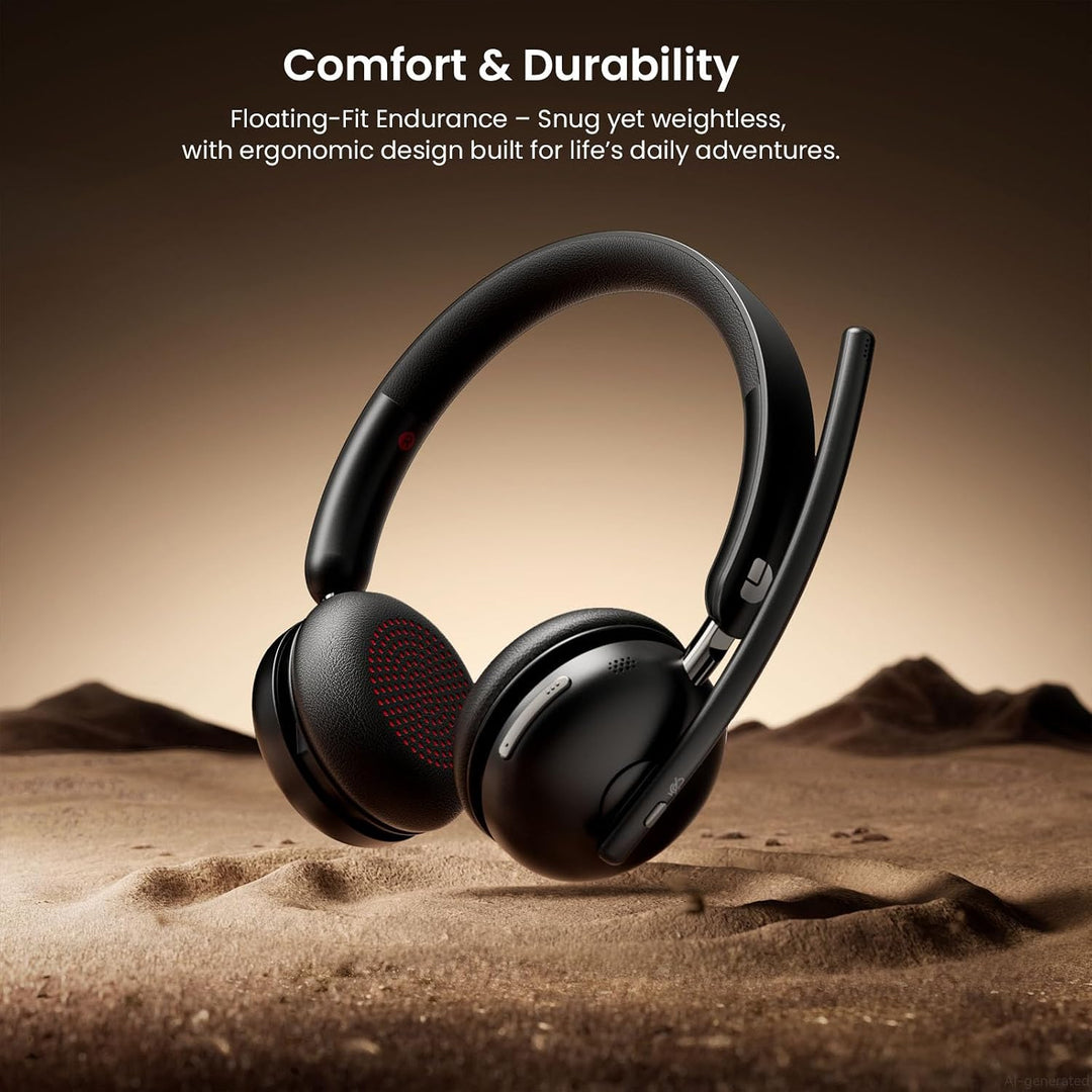 Kabelloses Headset mit Mikrofon für die Arbeit, Bluetooth 5.3 Headset mit Geräuschunterdrückung, kab