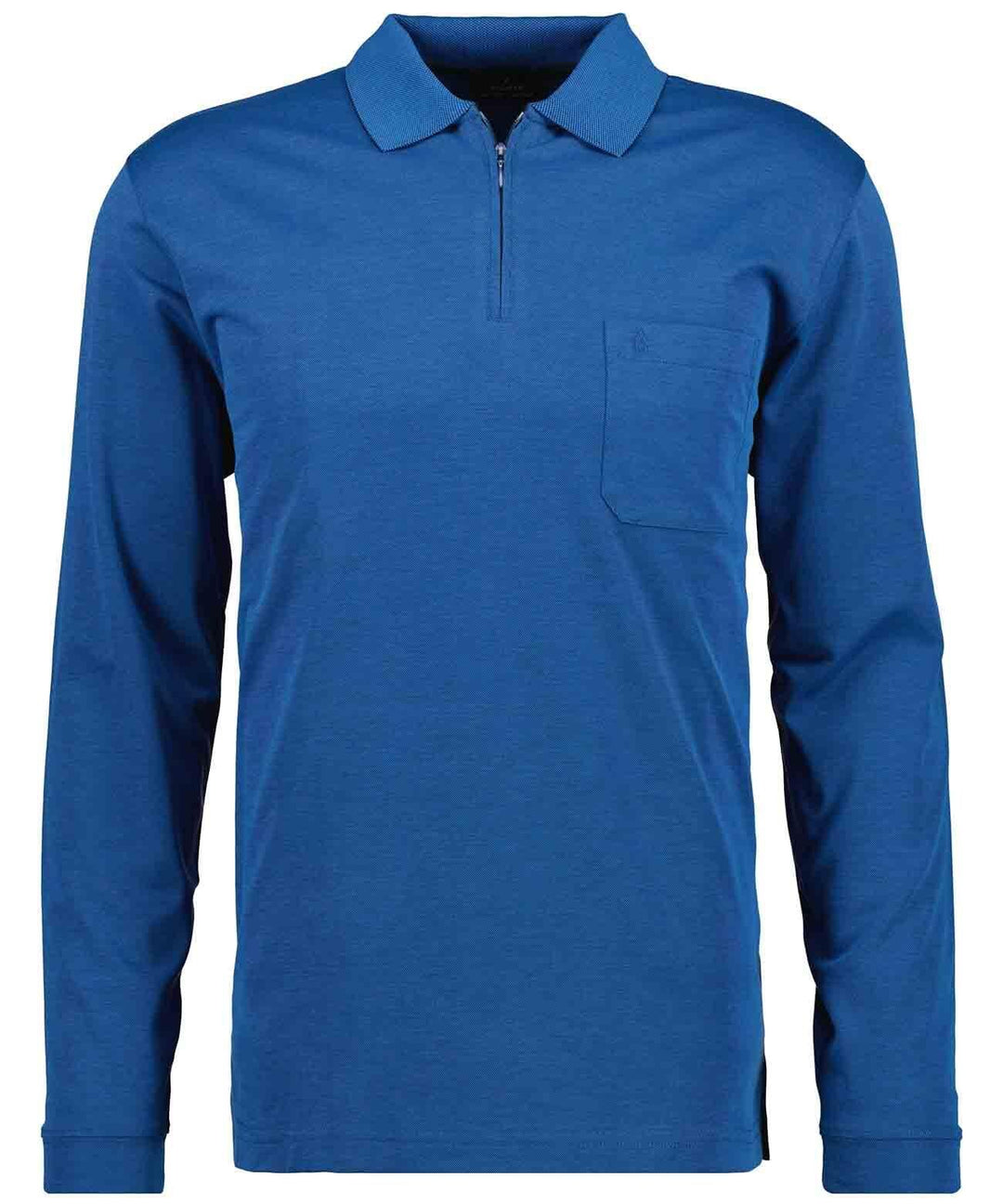 RAGMAN Herren Softknit-Polo Fineliner, Langarm S Blau-melange-765, S Blau-melange-765
