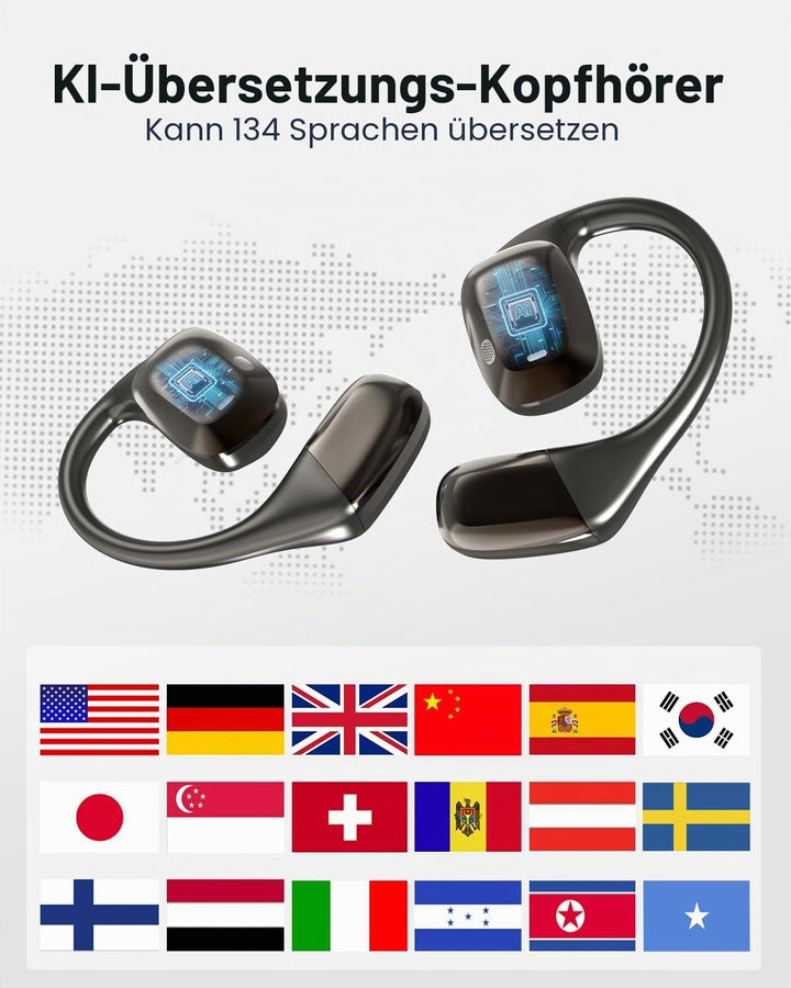 ANSTEN KI Echtzeit Übersetzer Kopfhörer, Translation Earbuds mit 134 Sprachen Übersetzung, Bluetooth